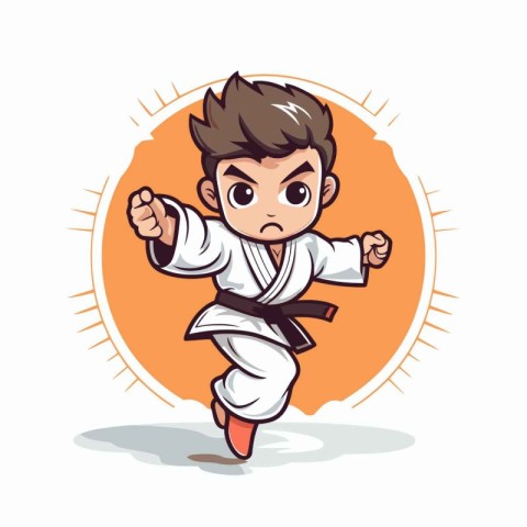 Karate boy cartoon vector illustration. Cartoon karate boy chara