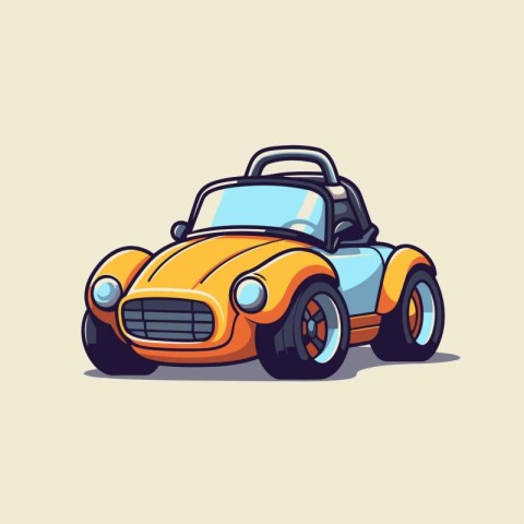 Retro car isolated on a light background. Cartoon vector illustr