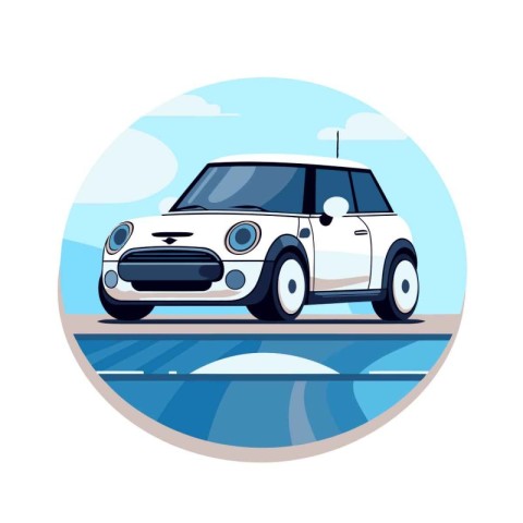 Car on the road. Vector illustration in flat design style. Isola