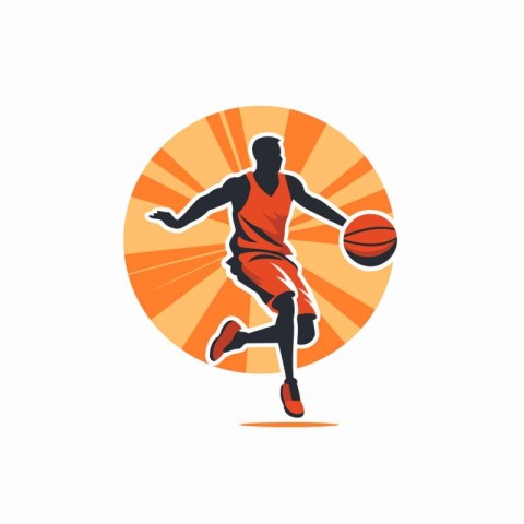 Basketball player logo template. Vector illustration of basketba