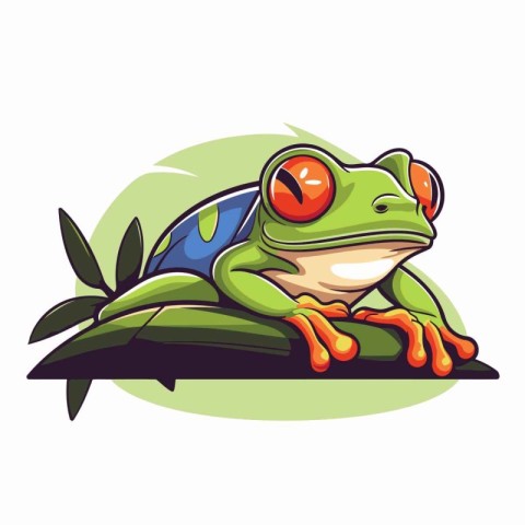 Frog cartoon mascot. Vector illustration of a frog isolated on w