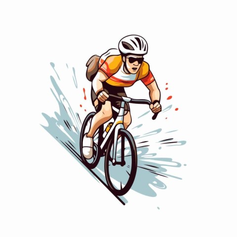 Cyclist riding a bicycle. Vector illustration on white backgroun