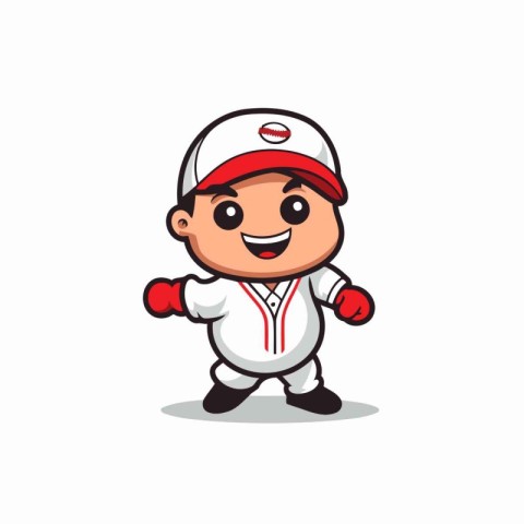 Baseball Player Cartoon Mascot Character Design Vector Illustrat