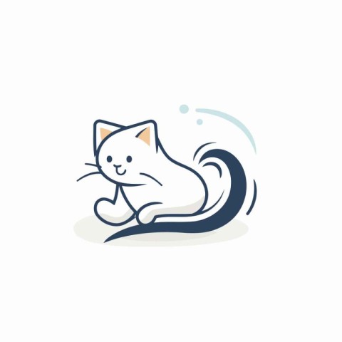 Cute cartoon cat. Vector illustration on white background. Isola