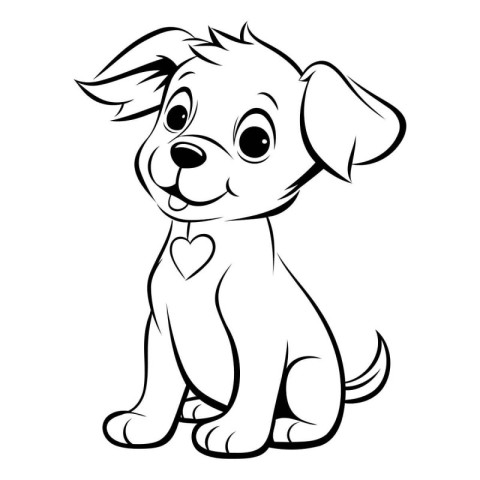 Black and White Cartoon Illustration of Cute Puppy Dog Animal Ch