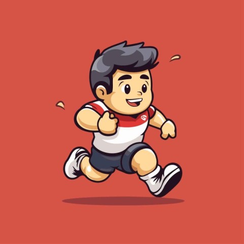 Running man cartoon character design. Vector illustration of a b