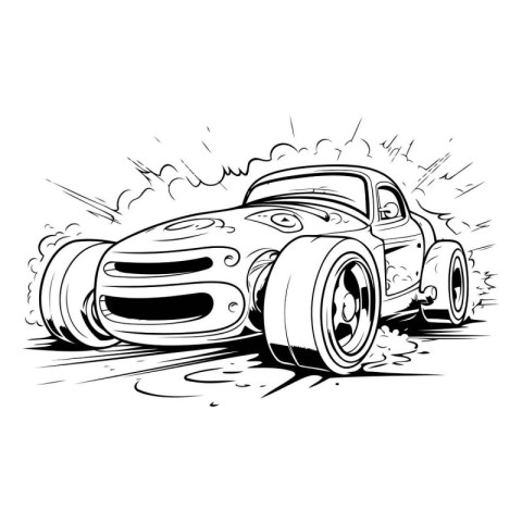 illustration of a retro car on a white background. vector illust