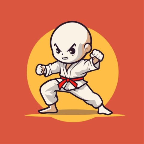 Taekwondo cartoon character. Vector illustration of a taekwondo