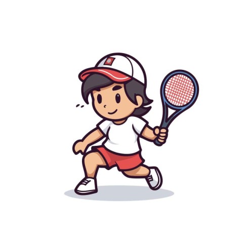 Tennis Player Cartoon Mascot Character Vector Illustration Desig