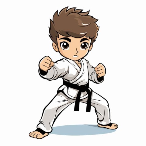 Karate boy vector illustration isolated on white background. Car