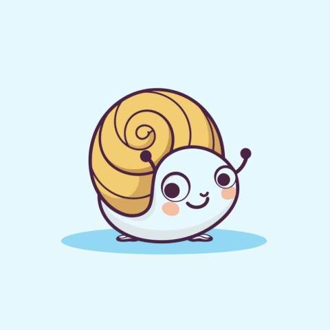 Cute cartoon snail character. Vector illustration. Cute animal.