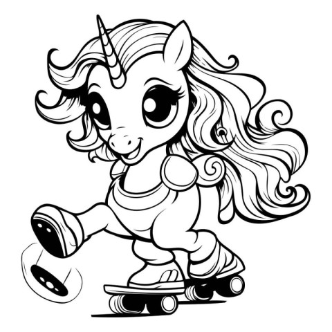 Unicorn Roller Skate. Vector illustration ready for vinyl cuttin