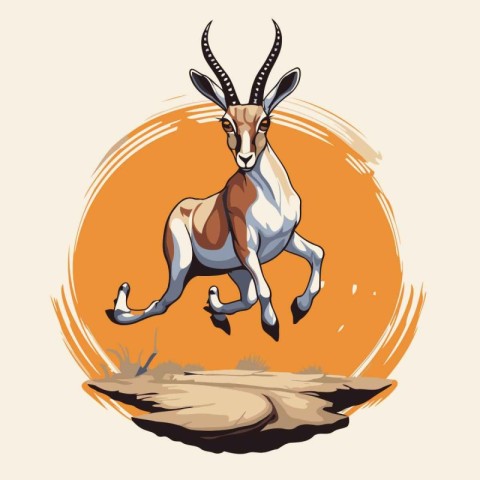 Gazelle jumping in the desert. Vector illustration for your desi