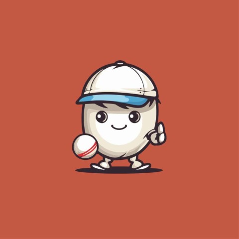 Cute Baseball Mascot Character with baseball ball. Vector Illust