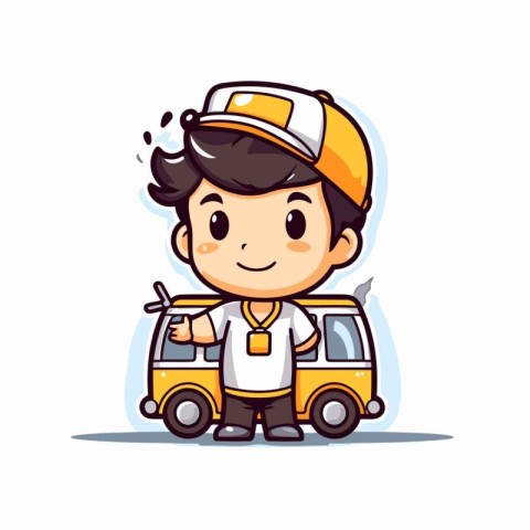 Cartoon Delivery Boy - Cute Vector Mascot Character Design