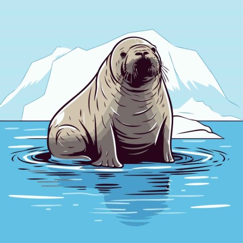 seal in the water. vector illustration. eps-10