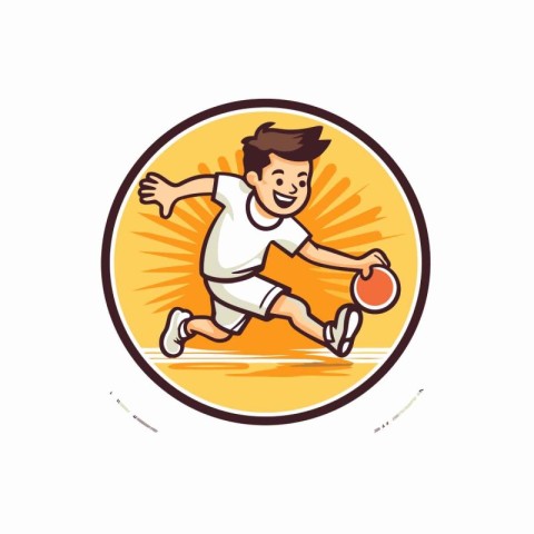 Illustration of a basketball player running with ball viewed fro