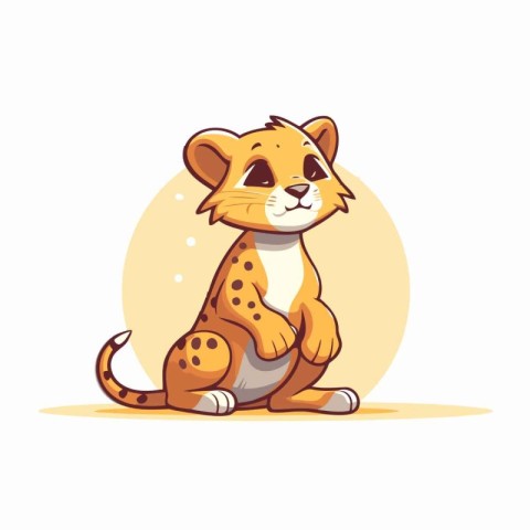 Cheetah sitting. Cute cartoon animal. Vector illustration.