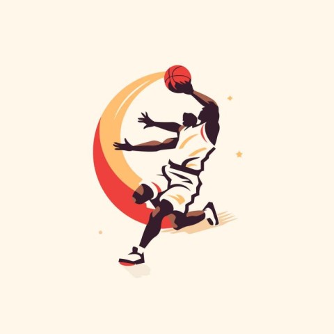 Basketball player in action. vector illustration in flat cartoon