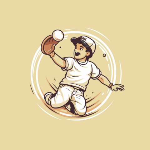 Baseball player. Vector illustration of a baseball player in act