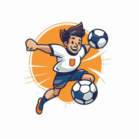 Soccer player with ball. Vector illustration of a soccer player