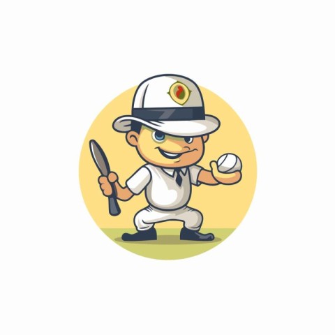 Cricket Player Mascot Cartoon Vector Icon Illustration Design