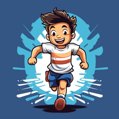 Boy running cartoon character. Vector illustration of a boy runn