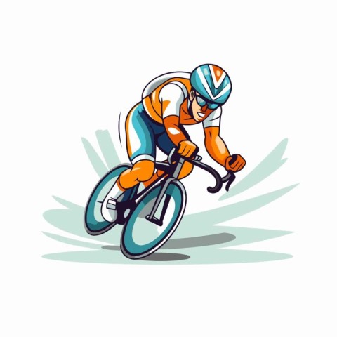 Cyclist racing. vector illustration. isolated on white backgroun