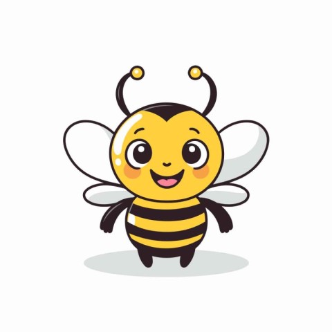 Cute cartoon bee character. Vector illustration isolated on whit