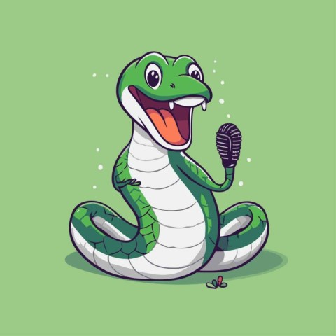 Cute cartoon snake. Vector illustration isolated on a green back