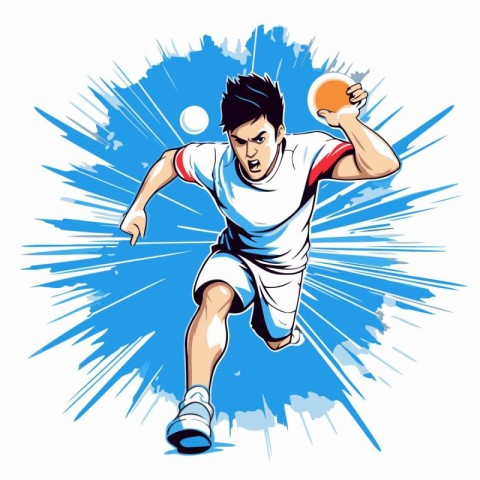 table tennis player in action. vector illustration. eps 10.