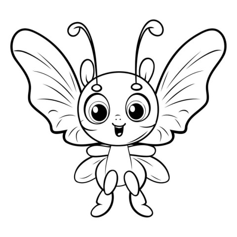 Coloring book for children: butterfly. Cartoon style. Vector ill