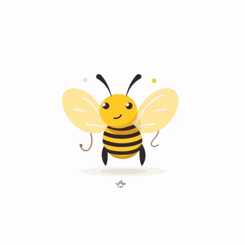 Cute cartoon bee. Vector illustration. Isolated on white backgro