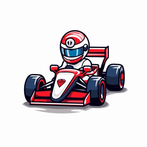 Cartoon race car icon. Vector illustration isolated on white bac