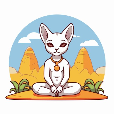 Kangaroo meditating in lotus position in the desert vector illus