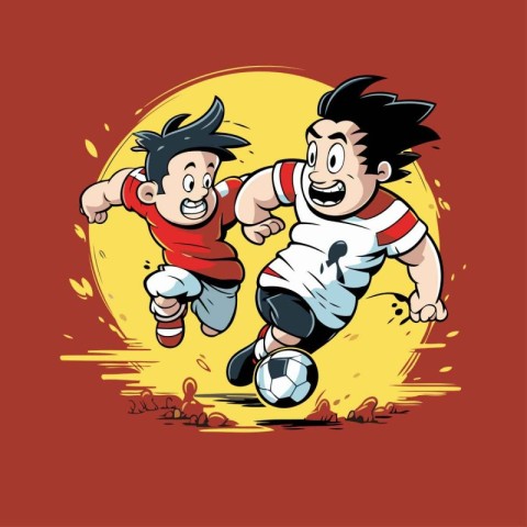 Cartoon soccer player in action. Vector illustration for your de