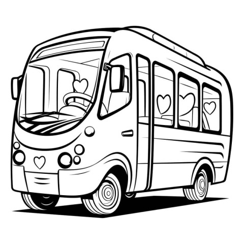 Illustration of a Bus with Hearts on the Side for Valentine's Da