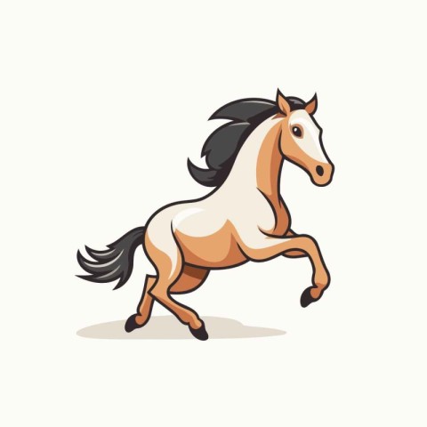 Horse running cartoon vector Illustration isolated on a white ba