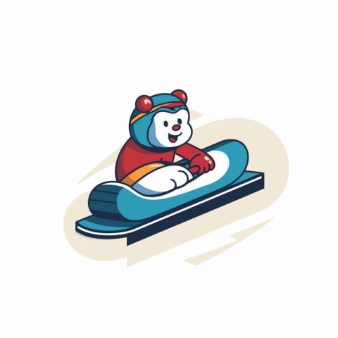 Polar bear on a snowboard. Vector illustration in cartoon style.