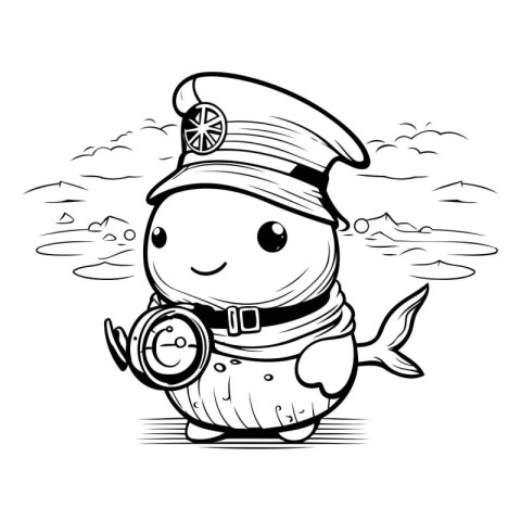 Illustration of a cute cartoon whale with headphones on his head