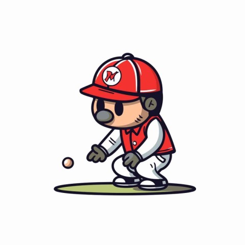 Baseball Player Cartoon Mascot Character Design Vector Illustrat