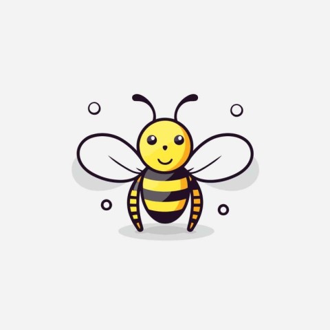 Cute bee cartoon icon. vector illustration. Flat design style.