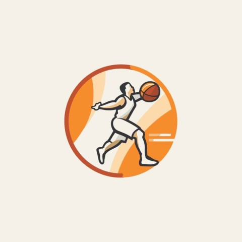 Basketball logo design template. Basketball player with ball. Ve