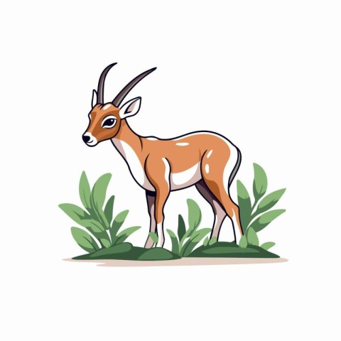 Gazelle on a white background. Vector illustration in cartoon st