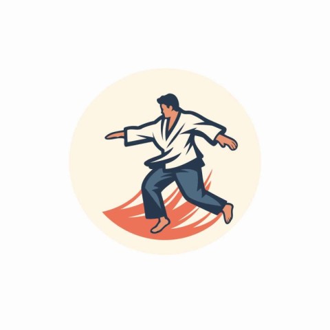 Karate man in kimono. Martial arts. Vector illustration