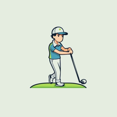 Golfer playing golf. vector illustration in flat design style.