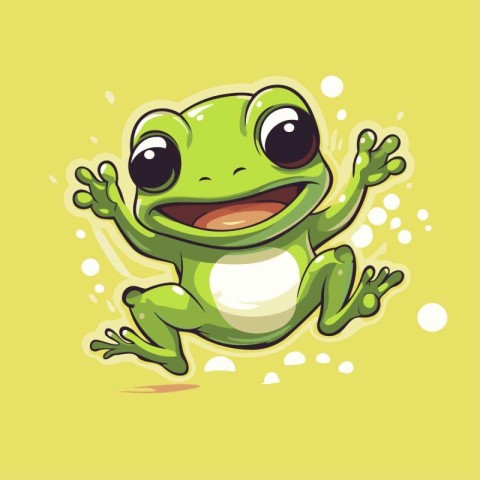 Frog cartoon character. Vector illustration isolated on a white