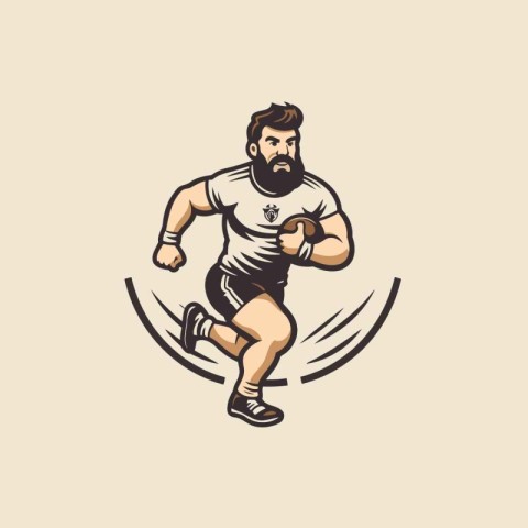 Illustration of a rugby player running with ball viewed from fro