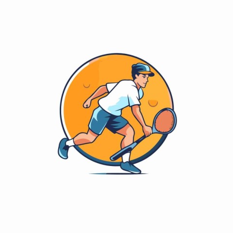 Tennis player with racket and ball. sport vector Illustration.