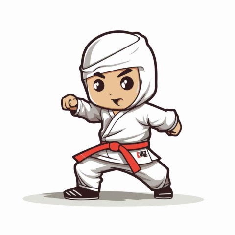 Taekwondo cartoon character vector illustration. Cartoon taekwon